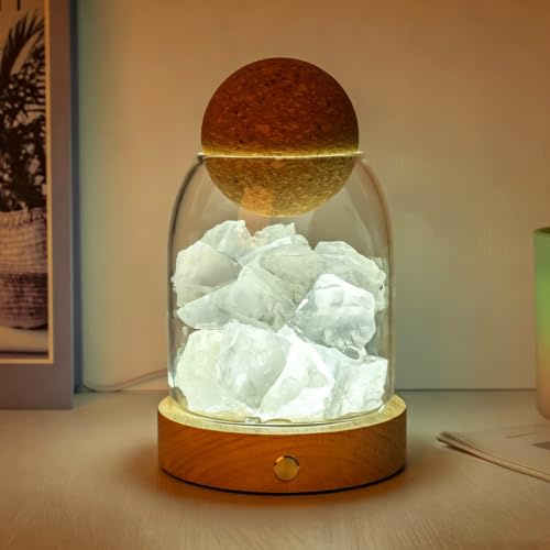 Maimeili Salt kristall sänglampa naturlig aromdiffusor USB-port 3 dimbara färglägen dekoration för sovrum, kontor, spa wellness och avkoppling