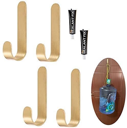 zzmikiteck Handtuchhaken aus Messing, selbstklebend, strapazierfähig, für Tür- und Wanddekoration, 4 Stück