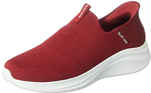 Skechers Men's Ultra Flex 3.0 Smooth Step Sneaker, Burgundy Knit Trim, 9 UK