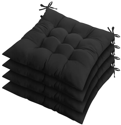 ZZZMRH Chair Cushions Pack of 6 Seat Pads for Dining Chairs, Garden Chair Cushions Tie On_9 Stitch_Black Indoor/Outdoor Seat Cushions Comfortable Chair Pads for Kitchen Seat Pads 9 stitch cushions
