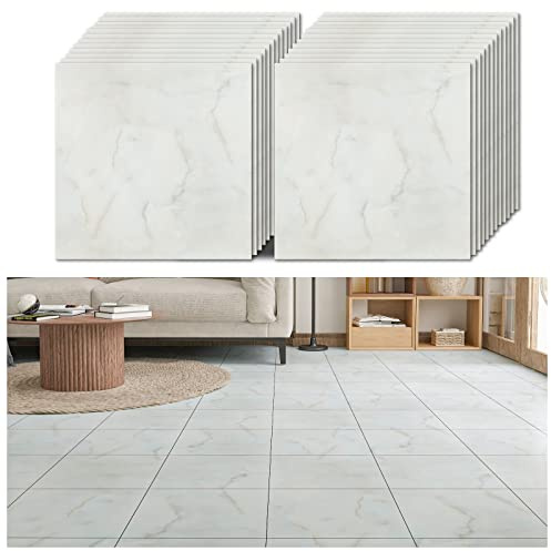 VEELIKE Marmor Vinylboden Selbstklebend PVC Bodenbelag Grau Bodenfliesen Küche Klebefliesen Badezimmer Boden Fliesenaufkleber Marmo Vinyl Fliesen Bodenaufkleber Wohnzimmer Garage 30cmx30cm 24 Stück