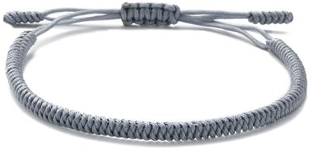 LUCKY BUDDHIST - Glücksarmband + Anhänger/Halskette! Für Teen Männer Frauen - Geflochtene Freundschaftsarmbänder - Mit Liebe handgefertigt - Tibet Stil - Einstellbares Handgelenk Armband (Grau)