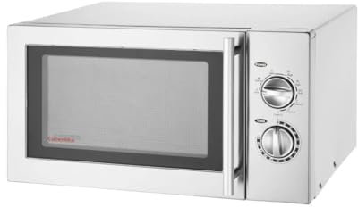 Caterlite 900W Manual Microwave and Grill 23 Litre, Stainless Steel, Silver, 5 Power Settings, Timer Range: 30 mins, Dimensions: 281(H) x 483(W) x 396(D) mm, CK018