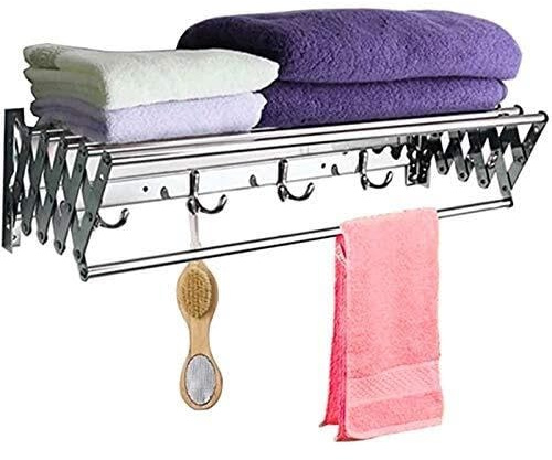 Stendibiancheria da parete estensibile per appendere i vestiti con portasciugamani da bagno pieghevole stendibiancheria