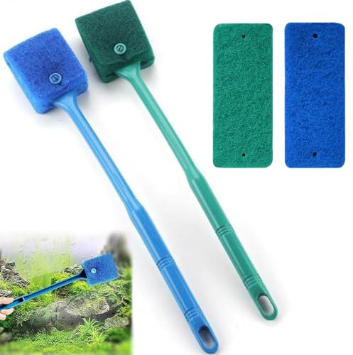 HaploS Brosse de Nettoyage D'aquarium, 4 Pcs Brosse Eponge de Nettoyage D'aquarium, Eponge Double Face pour Aquarium, Eponge Grattoir à Algues, Éponge de Nettoyage pour Nettoyage D'aquarium