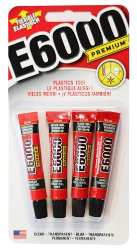 E6000 Premium 4 Pack of 5.3ml tubes of Clear Industrial Strength Glue Permanent Waterproof Craft Repair Glue