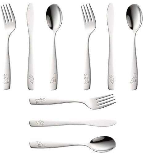 9 Stück Kinderbesteck, Edelstahl Besteck Set mit süßen Motiven, Kinderbesteck ab 2 Jahre, Besteck Kinder für Zuhause, Kindergarten und Restaurant
