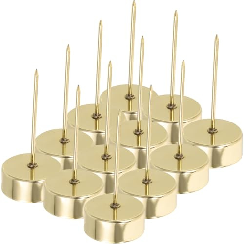 OSALADI Lot de 12 Bougeoirs Coniques en Métal Doré 42 CM Pointe de 7 CM Porte-Bougies de Noël pour Décorations Festives et Support pour Sapin de Table
