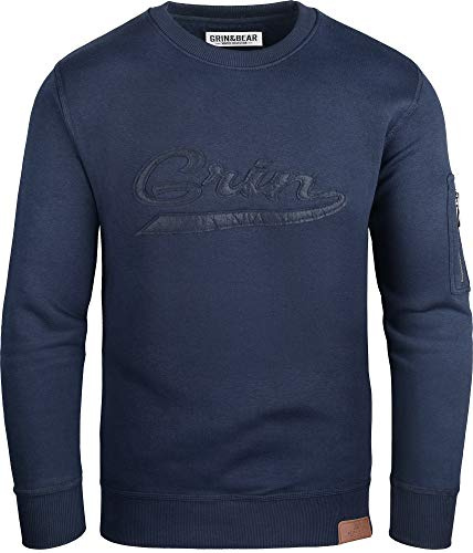 Grin&Bear Herr crew neck huvtröja huvjacka med ärmficka GEC542