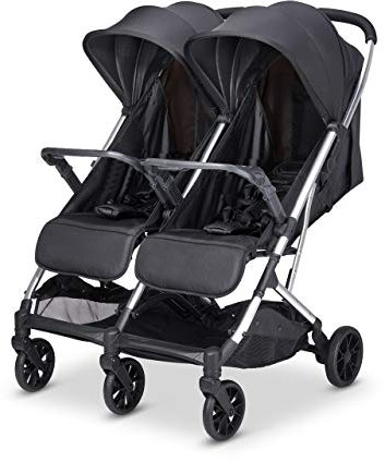 Babify Twin Air Zwillingswagen, leicht und kompakt, zugelassen bis 22 kg, Doppel-Kinderwagen Soft Grey