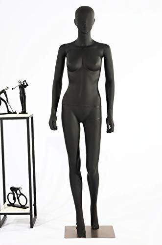 Eurohandisplay weibliche Schaufensterpuppen LF1-8 abstrakte schwarz matt lackierte Schaufensterpuppe in schwarz Nase und Mund geformt Mannequin (LF1-8 Frau)