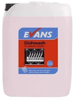 Evans Dishwash Extra Concentrated Low Foam Liquid Detergent 20ltr, for Automatic Dishwashers