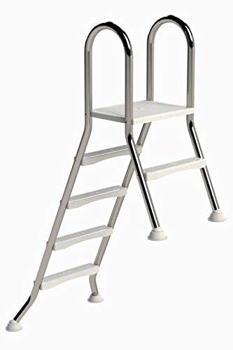 well2wellness - Escalera de piscina alta (acero inoxidable, 4 + 1 peldaños, 1,20 m/0,4 m)