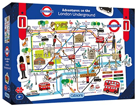 Gibsons Adventures on the London Underground 250 XL Piece Childrens Puzzle 6+ Great Britain London Sustainable Jigsaw Puzzle for Kids Premium 100% Recycled Board Great Gift Gibsons Games