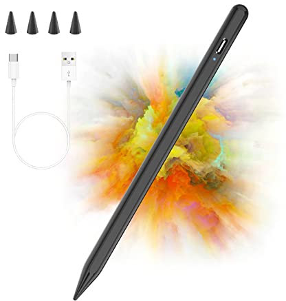 Stylet crayon pour iPad 2018 à 2023, stylet compatible avec Apple iPad 10/9/8/7/6th 2018-2021, iPad Mini 6/5th,iPad Air 4/3th, iPad Pro 11''/12,9'', stylet capacitif avec 4 Embouts,Palm Rejection,Noir