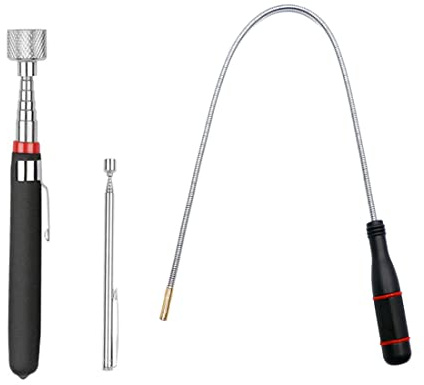 3 Pack Telescoping Magnet Pick-up Tool Set - Retrieving Telescoping Magnet Pickup Tools，Extendable Magnetic Pick Up Tools，Bendable Spring Magnet Stick