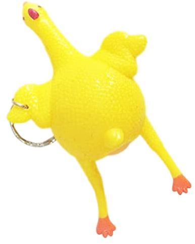 XJKLBYQ Porte-clés à Compression de Poulet, Mini clés de Poulet en Caoutchouc Jaune en Caoutchouc de Poulet Pendant, drôle Ponte des œufs ne nouveauté du Stress Relief clés (Couleur aléatoire)