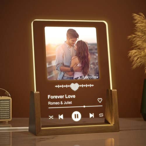 Giftove Weihnachtsgeschenke für Freundin Frauen Sie, Spotify LED Acrylglas mit Foto für Paare, Personalisierte Geschenke für Männer Freund Ihn, Fotogeschenke für Weihnachten Valentinstag Geburtstag