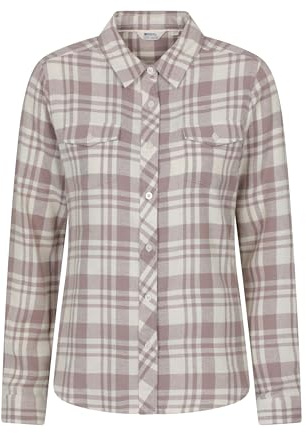 Mountain Warehouse Willow Brushed Flannel Ls Womens Shirt - Lightweight, Soft Lining with Extra Warmth & Comfort, Easy Care - for Spring Summer & Travelling Beige Women's Size 12