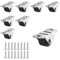 Lot de 8 mini roulettes fixes pour meubles en caoutchouc silencieuses, 0.5 (12 mm) - Roues en caoutchouc brun, plaque métallique, capacité de charge de 10 kg - Idéal pour petits meubles