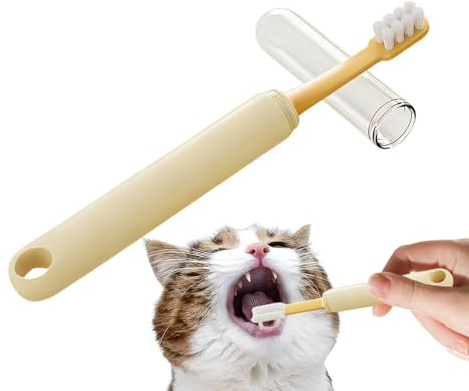 Spazzolini Dentali per Cani - Strumento A Doppia Testa Con Impugnatura Antiscivolo - Spazzolino Per Cani Di Piccola Taglia - Per La Cura Quotidiana Di E Gatti In Casa