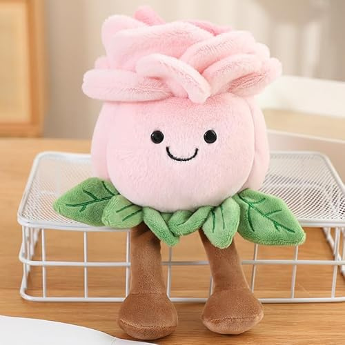 XIMEY Peluche Plante en Pot, Peluche Fleur Pot, Pot de Fleur Artificiel, Poupée Tournesol, Jouet Doux et Lavable, Cadeau pour Enfants Bébé Fille Garçon (Roses)