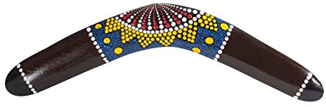 Australian Treasures - Boomerang Artisanal - 40cm - Boomerang Peint à la Main - Sports de Plein air - Marron - Boomerang en Bois