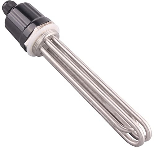 DERNORD 220V 3000W 1-1/2 Inch Heating Element 3U Type Electrical Brewing Water Heater BSP Thread Stainless Steel Flange