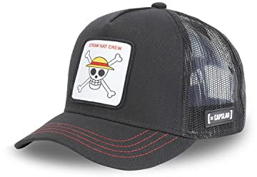Capslab Straw Hat Crew One Piece Black Trucker Cap - One-Size