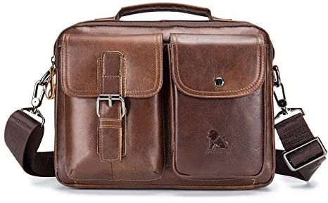 LOONGYOON Business-Umhängetasche Herren Leder Crossbody Square Tasche Modische Vintage-Hängetasche Arbeitsstudien Reisen Multifunktionale Taschenhandtasche