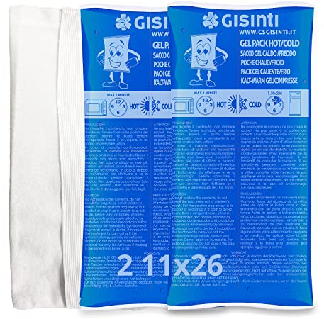 Gisinti Bolsa de Hielo Reutilizable Gel Frío y Caliente para Congelador y Microondas + Funda de Tela (2 Piezas Grandes)