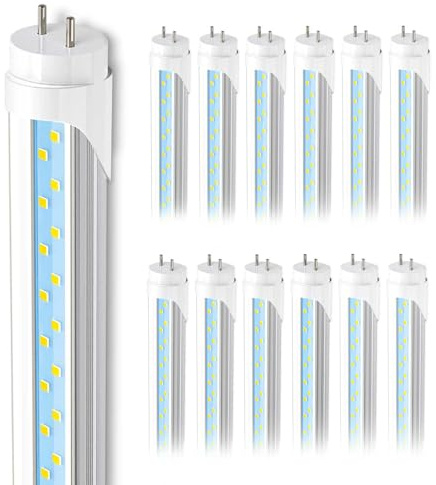 JESLED 2FT T8 LED Tube Light, 12W(30W Equivalent), 1680LM, 6000K, Ballast Bypass, 24 Inch F17T8 Fluorescent Bulb Replacement, Dual Ended, 24” Lighting Tube Fixture (12-Pack)