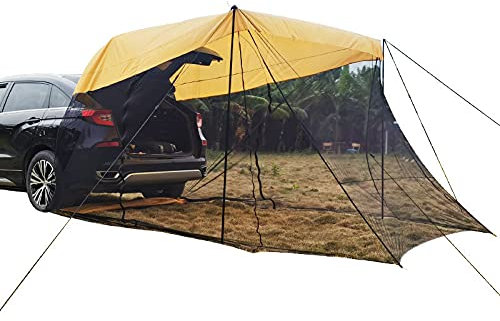 Autozelt im Freien – Markise, Camping-Autozelt, Camping, Heckklappe, Auto-Markise, Caddy-Zelt, Autodachzelt, Autodach-Markise, Heckzelt, Auto für Camping und Familie