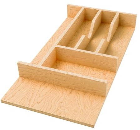 Rev-A-Shelf Natural Maple Right Size Utensil Insert Home Storage Kitchen Organizer 7 Compartment Drawer Accessory, 10-1/4 x 19-1/2, 4WCT-15SH-1