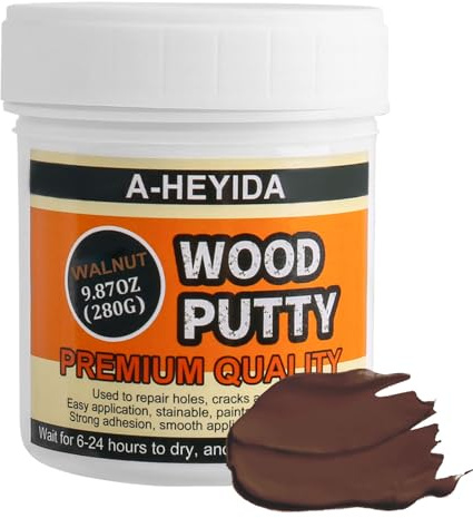 Walnut Wood Filler Putty - Paintable, Stainable Wood Repair Putty for Cracks & Holes on Furniture, Hardwood Floor, Door, Cabinet - Scratch Repair Kit (9.87 Ounce)