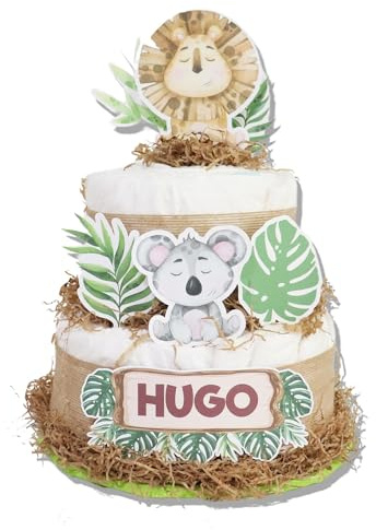 Tarta de pañales 2 pisos modelo SELVA - Regalos para recién nacido - baby shower - TARTAS DE PAÑALES Y MÁS