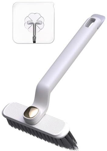 Brosse de Nettoyage de crevasses,Brosse a Joint Carrelage Multifonctions,3 en 1 Brosse à Récurer Rotative,Brosse de Nettoyage de Crevasses à Poils Durs,avec Crochet,pour crevasses,Coins Morts (Blanc)