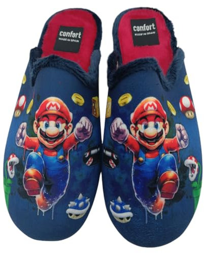 HECHO EN ESPAÑA Zapatillas de Casa Antideslizantes para Niño y Hombre, Pantuflas Destalonadas, Calzado de Interior, Blanco (MARIO, Sistema tallas calzado EU, Adulto, Números, mediano, 44)