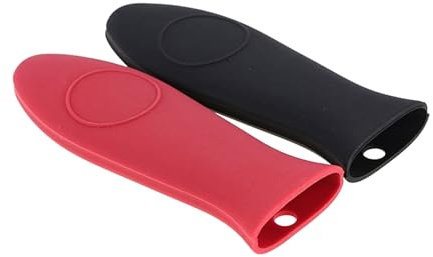 Silicone Hot Handle Holder Set, Heat Resistant Pan Handle Covers for Cast Iron Skillets, Metal Frying Pans & Griddle Pan, Non-Slip Grip Pot Holder, Flexible, and Easy to Clean (Red & Black, 2-pack)