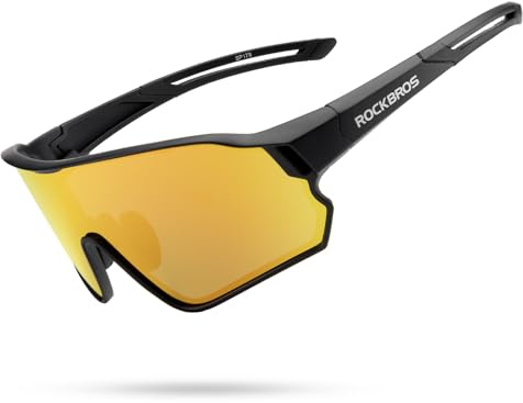 ROCKBROS Polariserande solglasögon, sportsolglasögon, UV 400-skydd, TR90-båge, glasögon för utomhussporter som ridning, skidåkning, cykling, löpning, klättring, fiske, körning och snowboardåkning