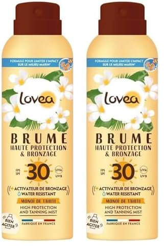 LOVEA - Brume Solaire FPS 30 - Haute Protection & Bronzage Visage & Corps - Activateur de Bronzage - Monoï De Tahiti - Protection UVA/UVB - Fini Invisible - Vegan - Fabriqué En France - 150ML