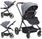 GarveeMore 3 In 1 Kinderwagen, Klappbar Kinderwagen, Liegebuggy Mit Umkehrbarem, Babywanne Buggy, Sportsitz, Moskitonetz, Regenschutz, FußSack, Liegeposition, 4 RäDern & Aufbewahrungskorb (Grau)