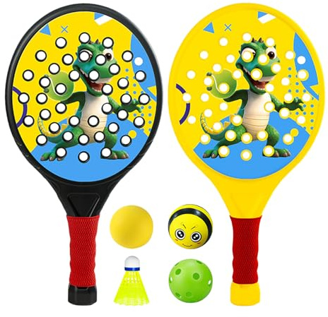 Weqizuerqi - Mazza | Set di 2 racchette da dinosauro | sportivi portatili per principianti attività sportive indoor