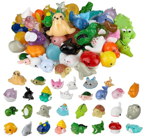 Srumvoat 52 Pcs Ocean Mini Resin Animals, Miniature Plastic Sea Animal Ocean Figurines Bulk Accessories For Kids, Tiny Animals Aquarium Ornaments For DIY Garden Landscape Under The Sea Decorations