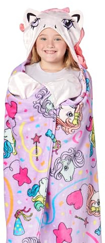 My Little Pony Hooded Throw Blanket, Soft Silk Touch Poncho Cape, Plush Blanket with Character Hood, Cozy and Lightweight, 40x50 inches