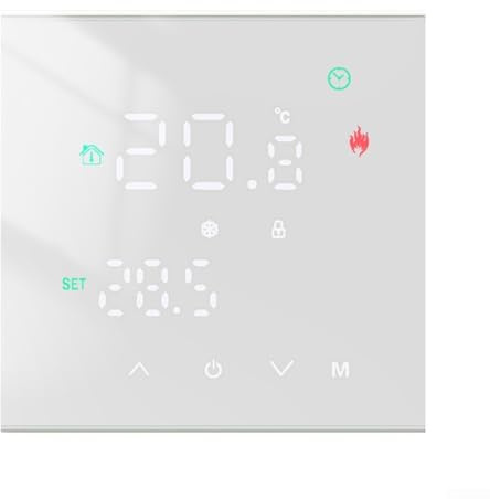 Termostato controlador de temperatura, pantalla LCD táctil táctil de calefacción eléctrica, interruptor regulador de temperatura dual para el hogar (GB blanco)