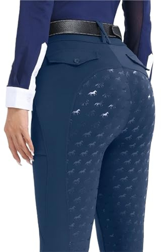 YGMNQAL Pantalones De Equitación Silicona con Asiento Completo, Mallas Y Leggings For Montar A Caballo, Ropa Ecuestre For Mujer(Blue,M)