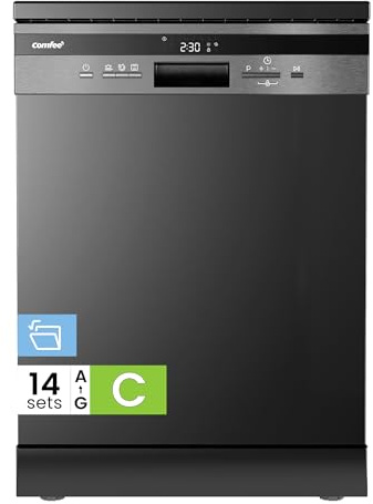 COMFEE' Full Size Freestanding Dishwasher, 14 Place Settings, Black