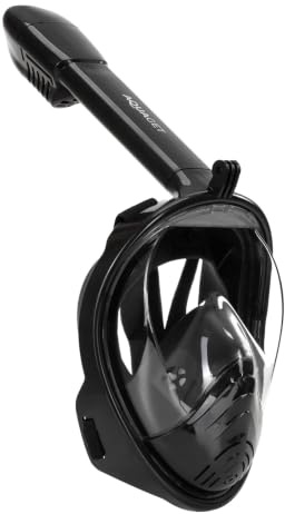 Máscara de esnórquel de cara completa L XL 180 grados de visión panorámica anti-niebla Dry Top máscara de buceo con soporte para cámara, válvula de seguridad, correa ajustable, set de viaje para