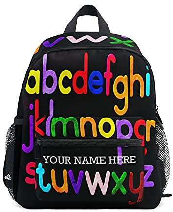 Personalized Customized Colorful Alphabet Kids Preschool Backpacks for Girls Boys Travel Bag Schoolbag Bookbag for Children…